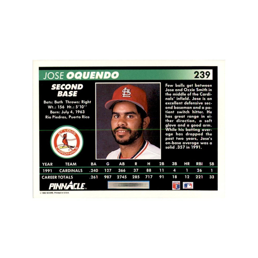 1992 Pinnacle Jose Oquendo Baseball Cards #239