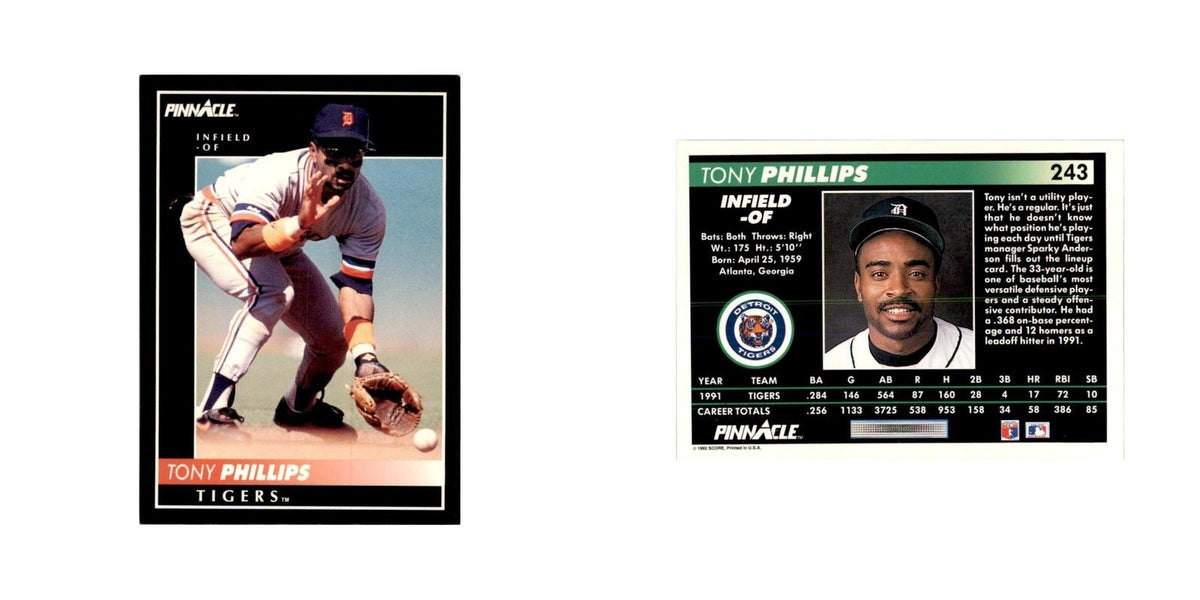1992 Pinnacle Tony Phillips Baseball Cards #243