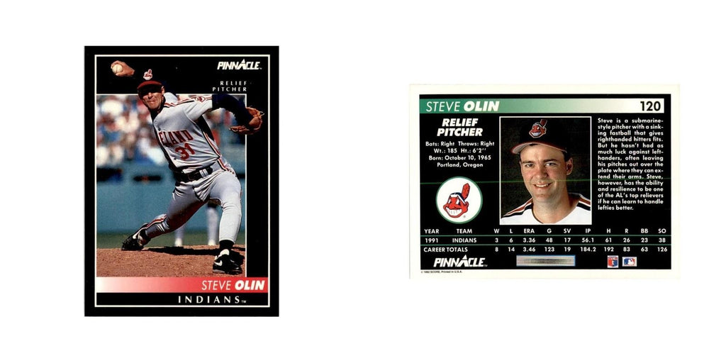 1992 Pinnacle Steve Olin Baseball Cards #120