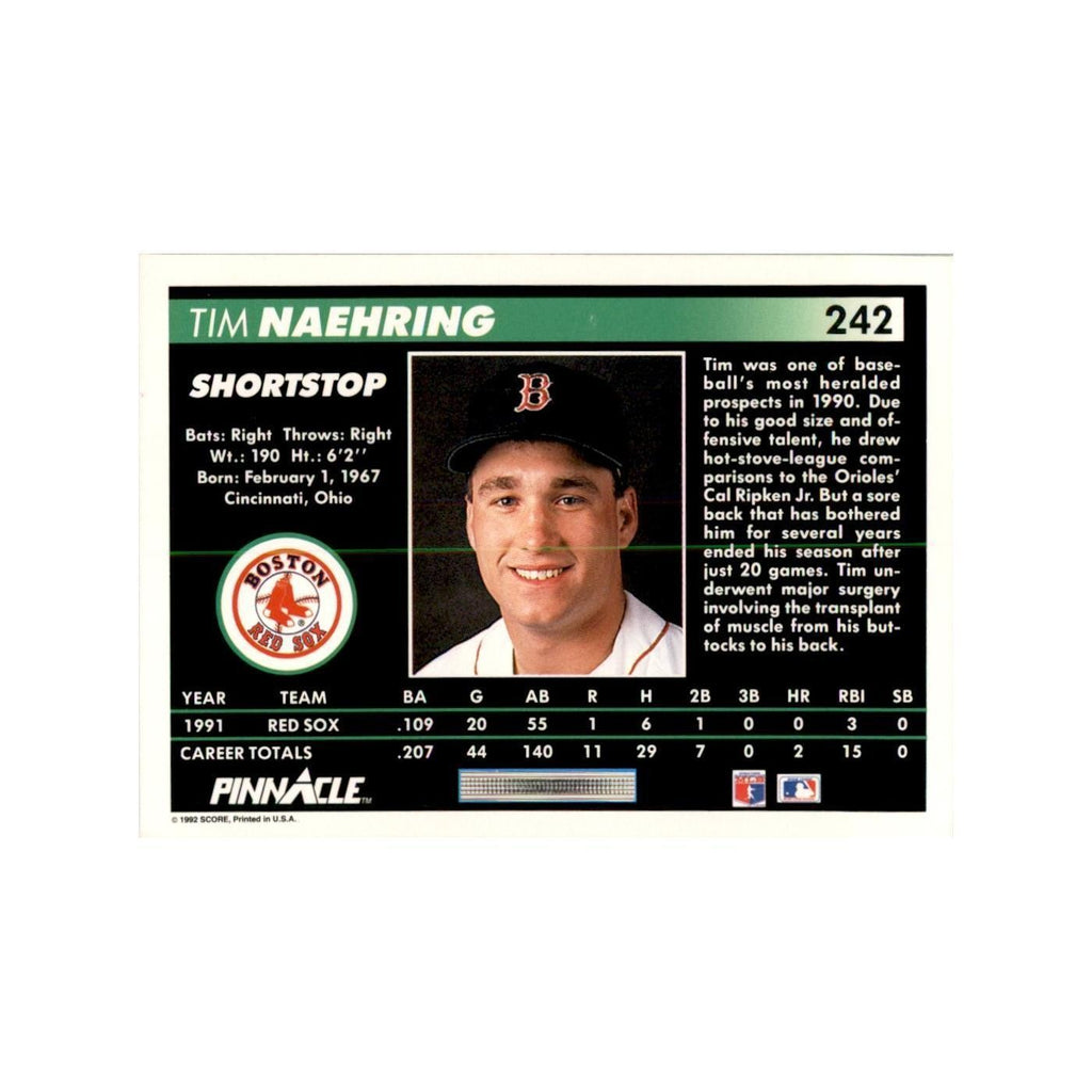 1992 Pinnacle Tim Naehring Baseball Cards #242