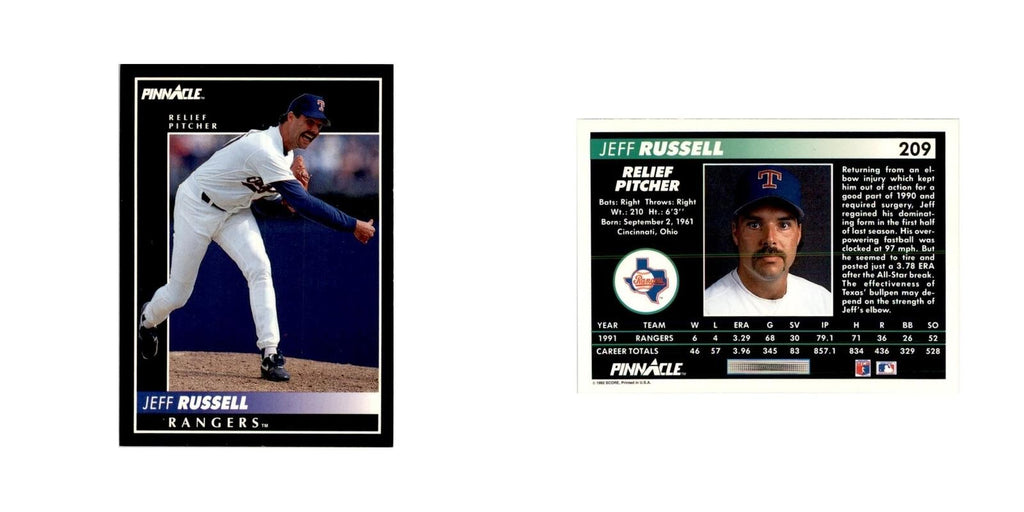 1992 Pinnacle Jeff Russell Baseball Cards #209