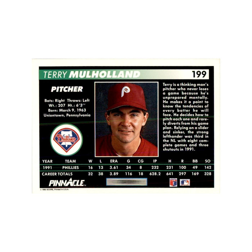 1992 Pinnacle Terry Mulholland Baseball Cards #199
