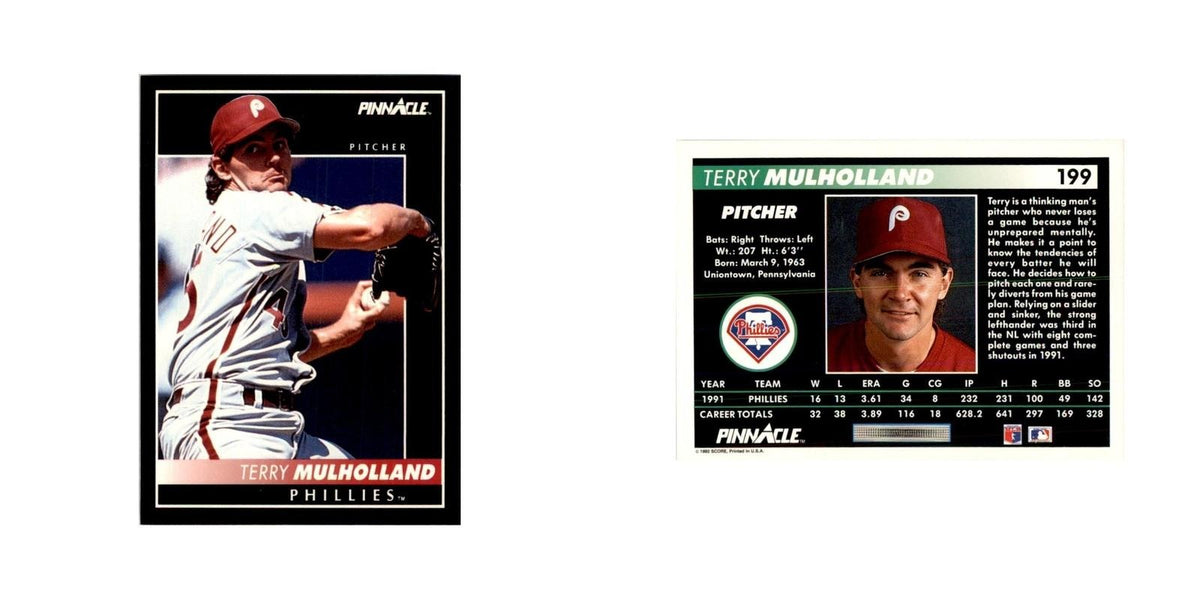 1992 Pinnacle Terry Mulholland Baseball Cards #199