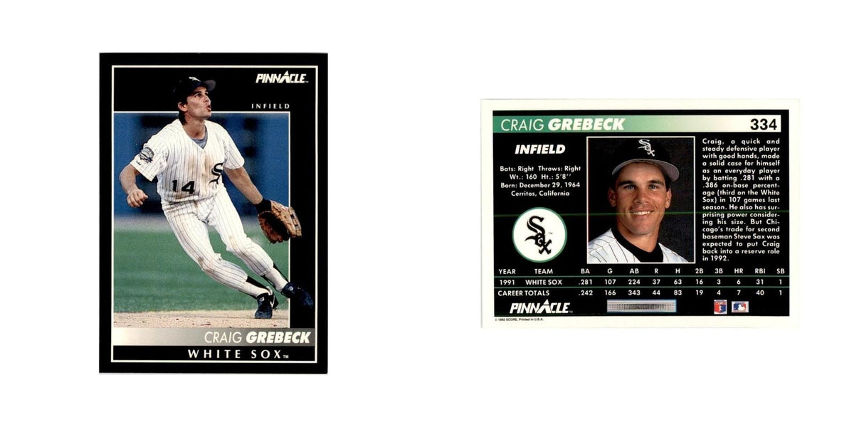 1992 Pinnacle Craig Grebeck Baseball Cards #334