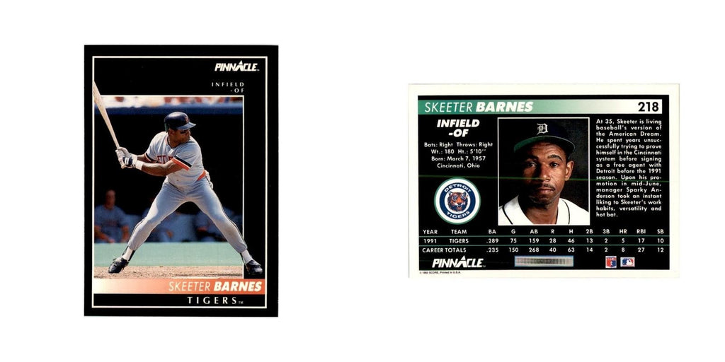 1992 Pinnacle Skeeter Barnes Baseball Cards #218