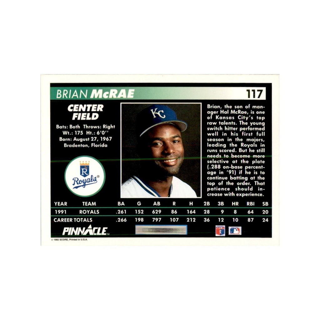1992 Pinnacle Brian McRae Baseball Cards #117