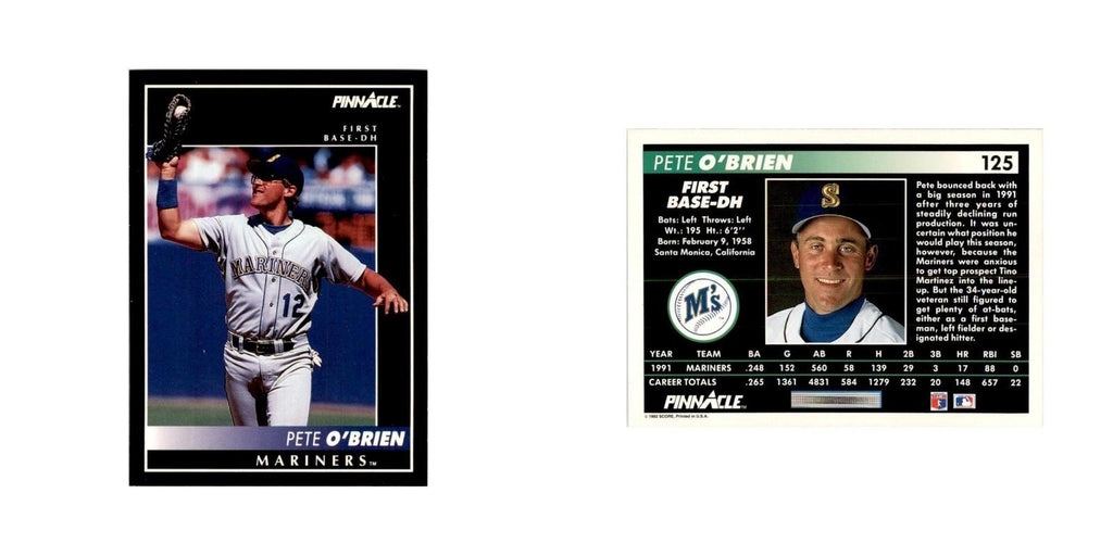1992 Pinnacle Pete O'Brien Baseball Cards #125