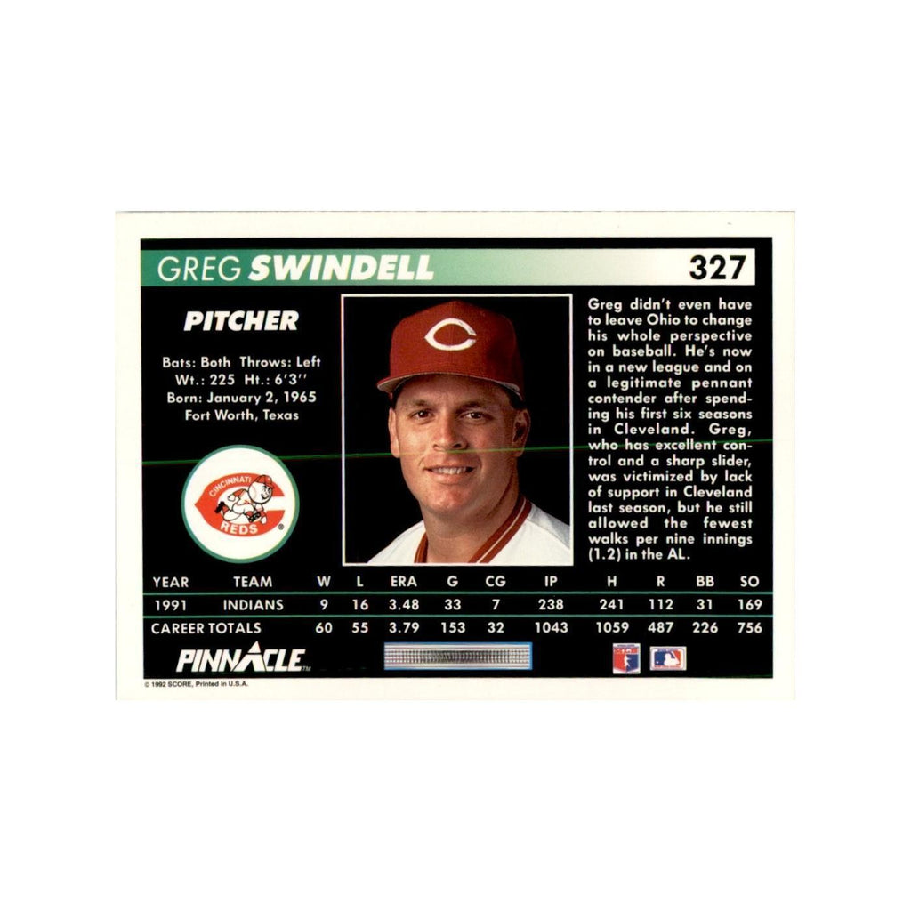 1992 Pinnacle Greg Swindell Baseball Cards #327