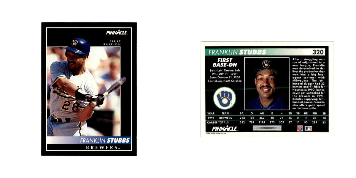 1992 Pinnacle Franklin Stubbs Baseball Cards #320