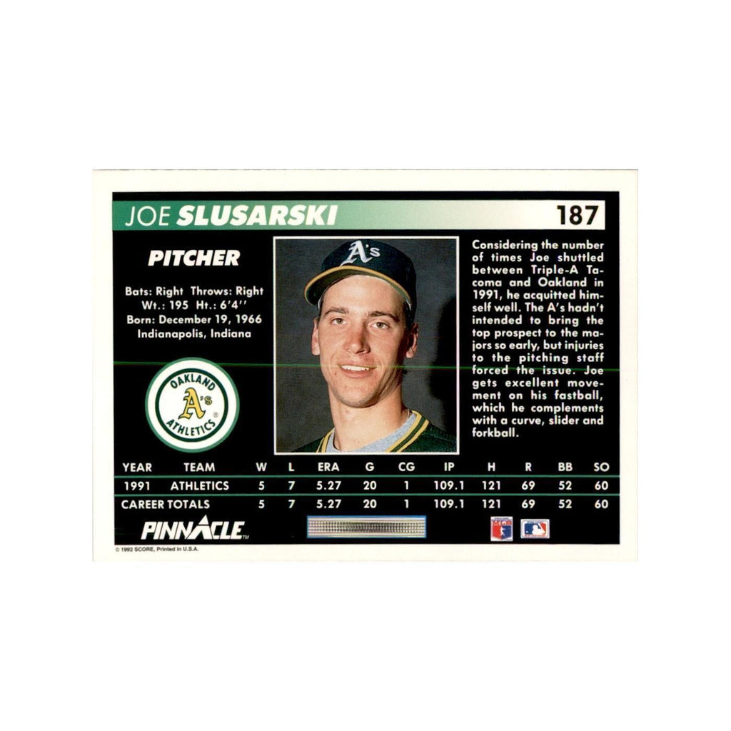 1992 Pinnacle Joe Slusarski Baseball Cards #187