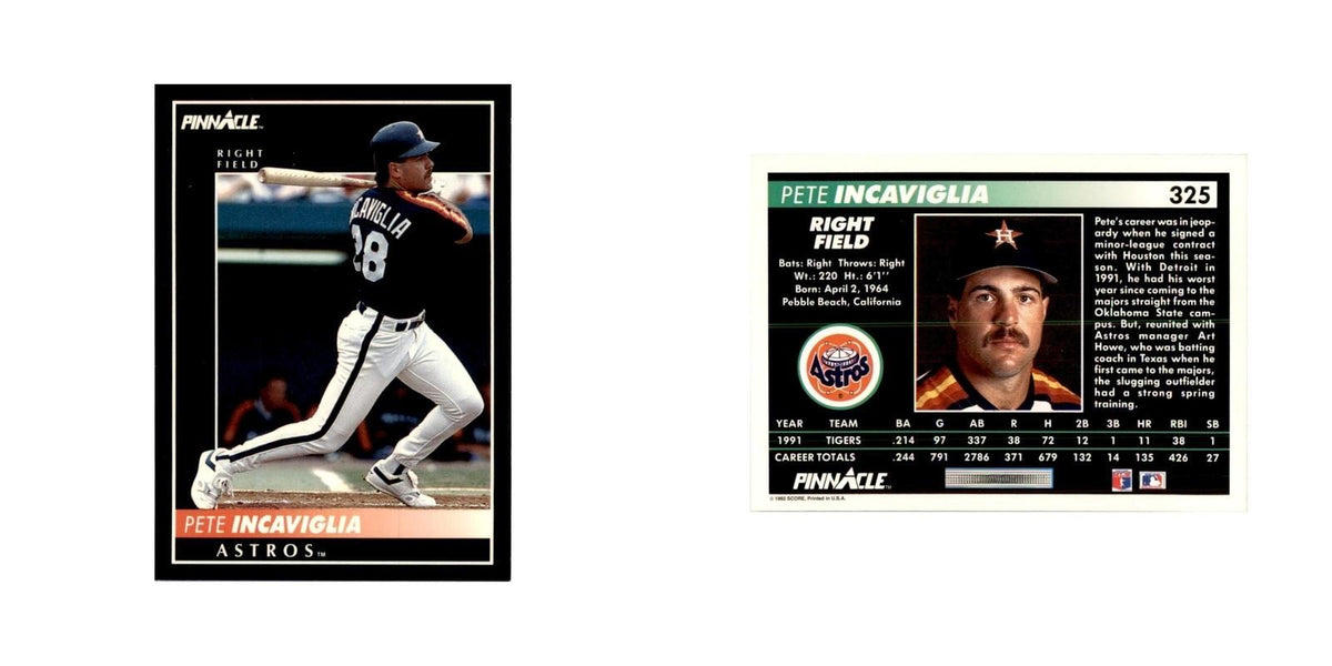 1992 Pinnacle Pete Incaviglia Baseball Cards #325