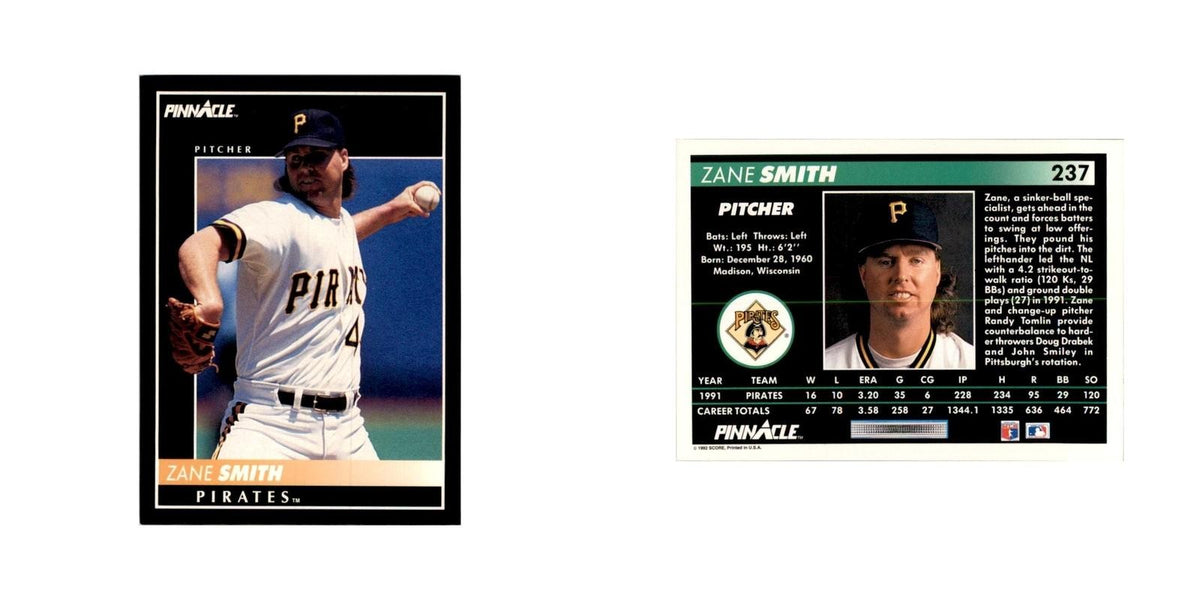 1992 Pinnacle Zane Smith Baseball Cards #237