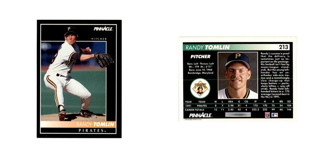 1992 Pinnacle Randy Tomlin Baseball Cards #213