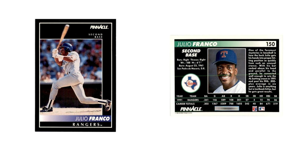 1992 Pinnacle Julio Franco Baseball Cards #150