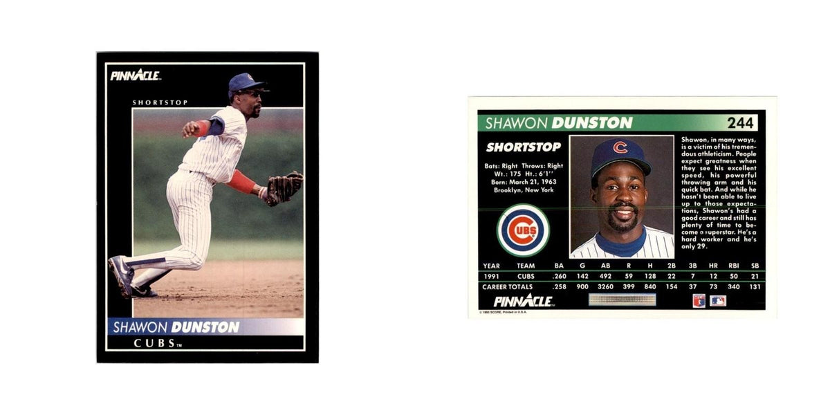 1992 Pinnacle Shawon Dunston Baseball Cards #244