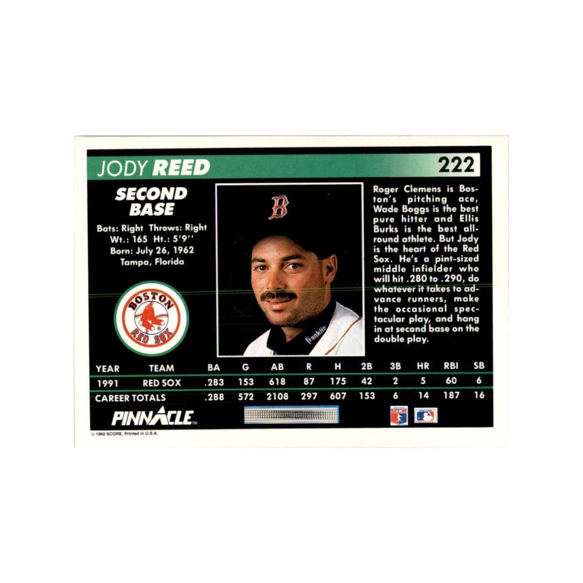 1992 Pinnacle Jody Reed Baseball Cards #222