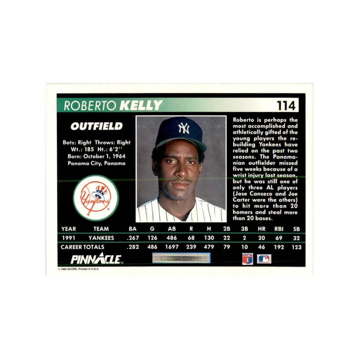 1992 Pinnacle Roberto Kelly Baseball Cards #114