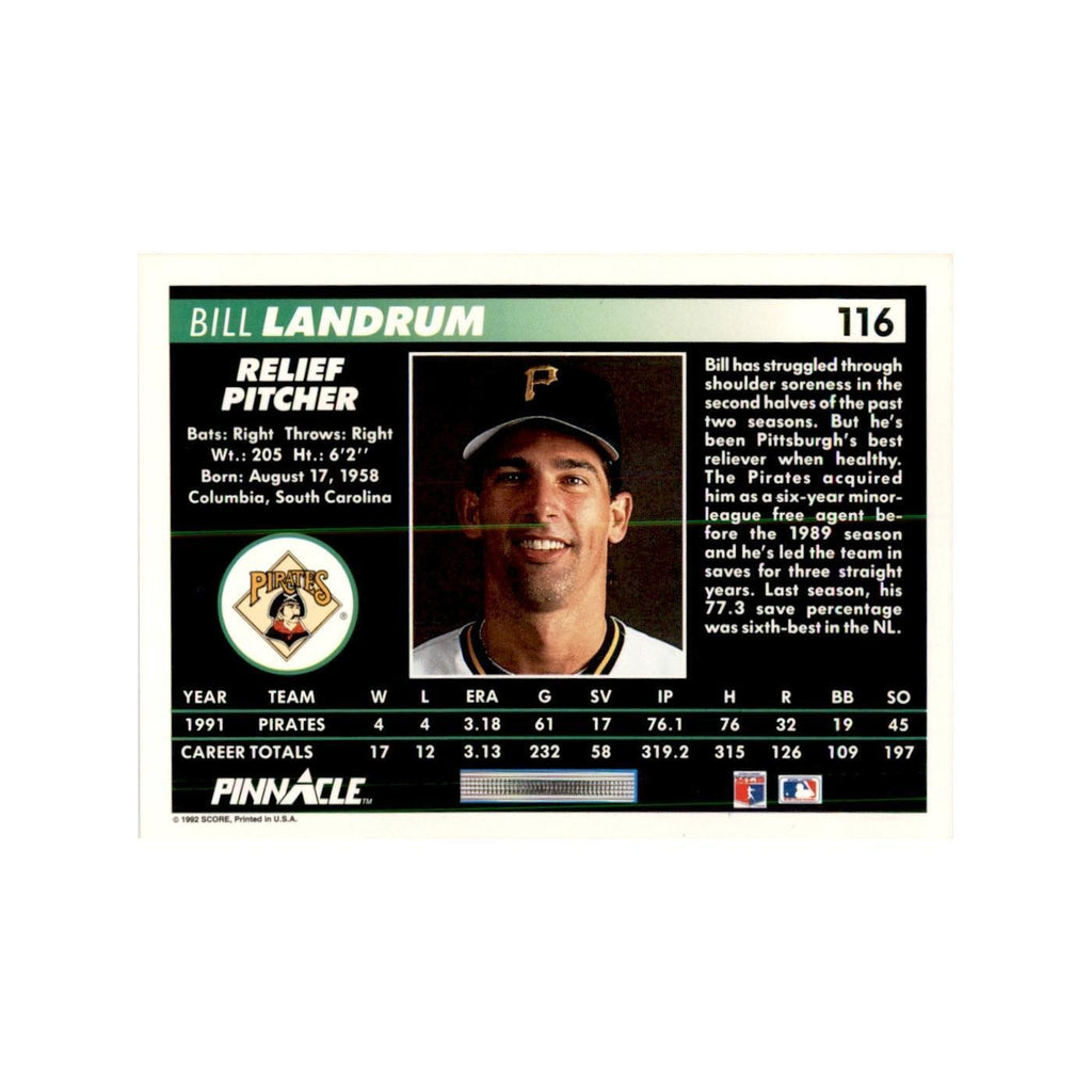 1992 Pinnacle Bill Landrum Baseball Cards #116