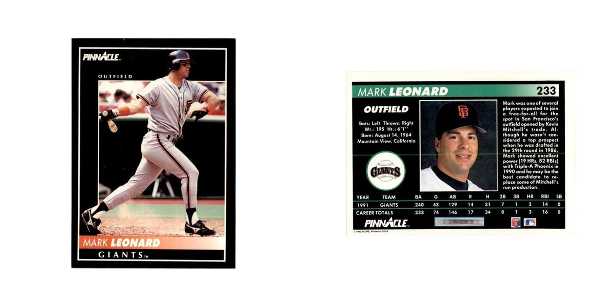 1992 Pinnacle Mark Leonard Baseball Cards #233