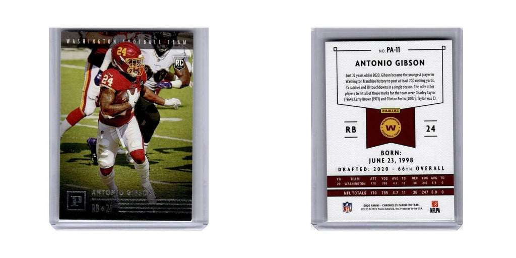Antonio Gibson Rookie 2020 Panini Chronicles #PA-11 Washington Football Card NM