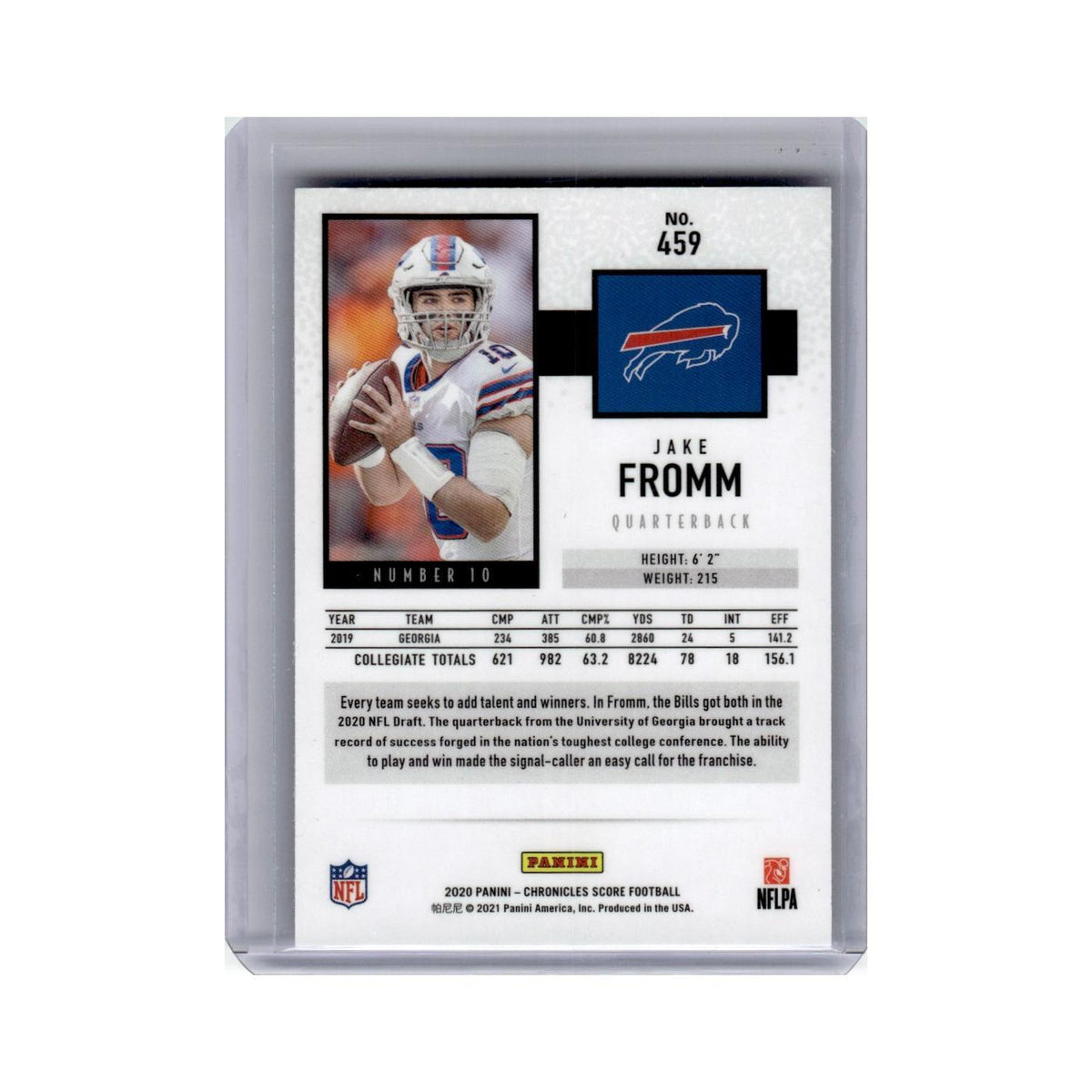 Jake Fromm Rookie 2020 Score #459 Buffalo Bills Football Card NM