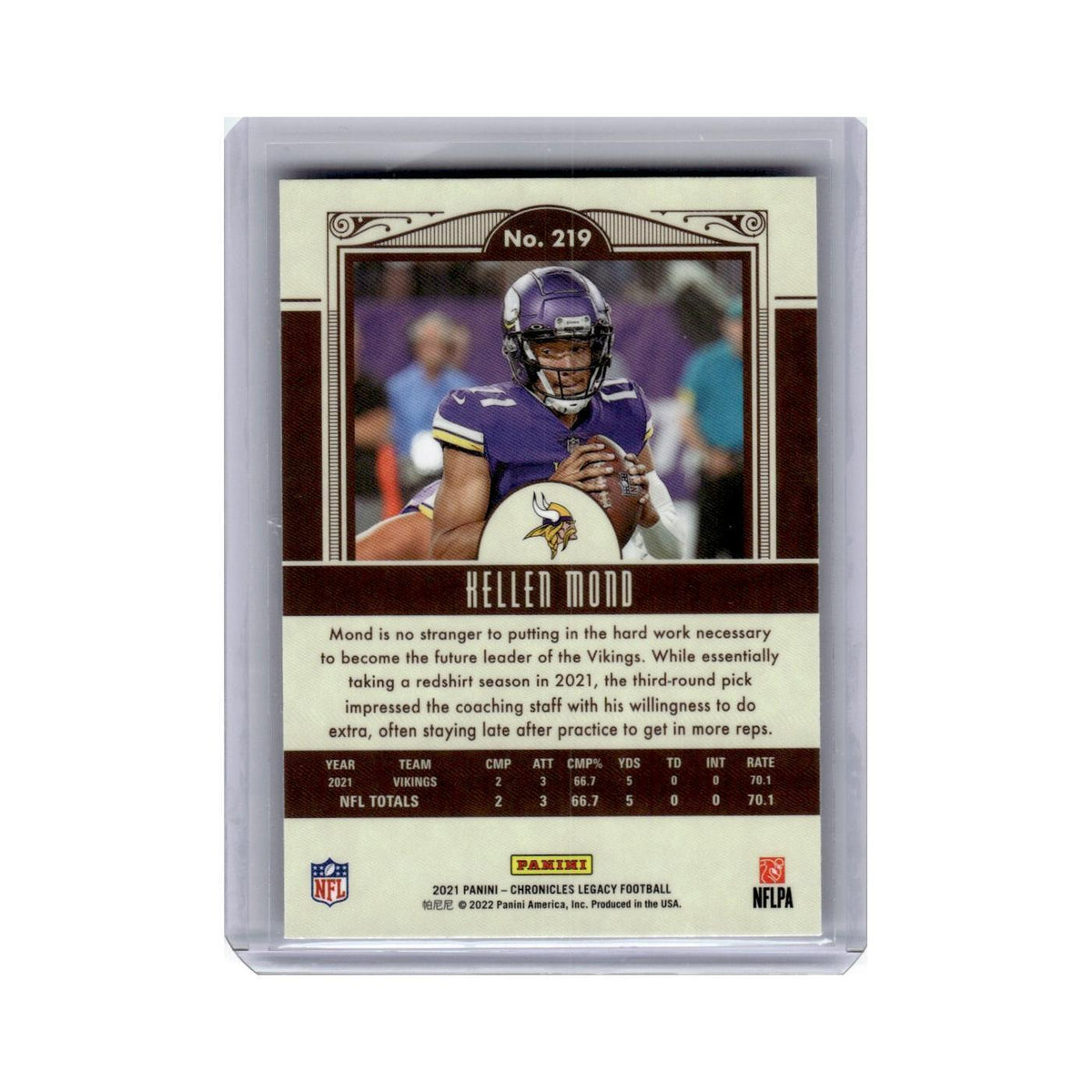 Kellen Mond 2021 Panini Chronicles Legacy #219 Minnesota Vikings NM