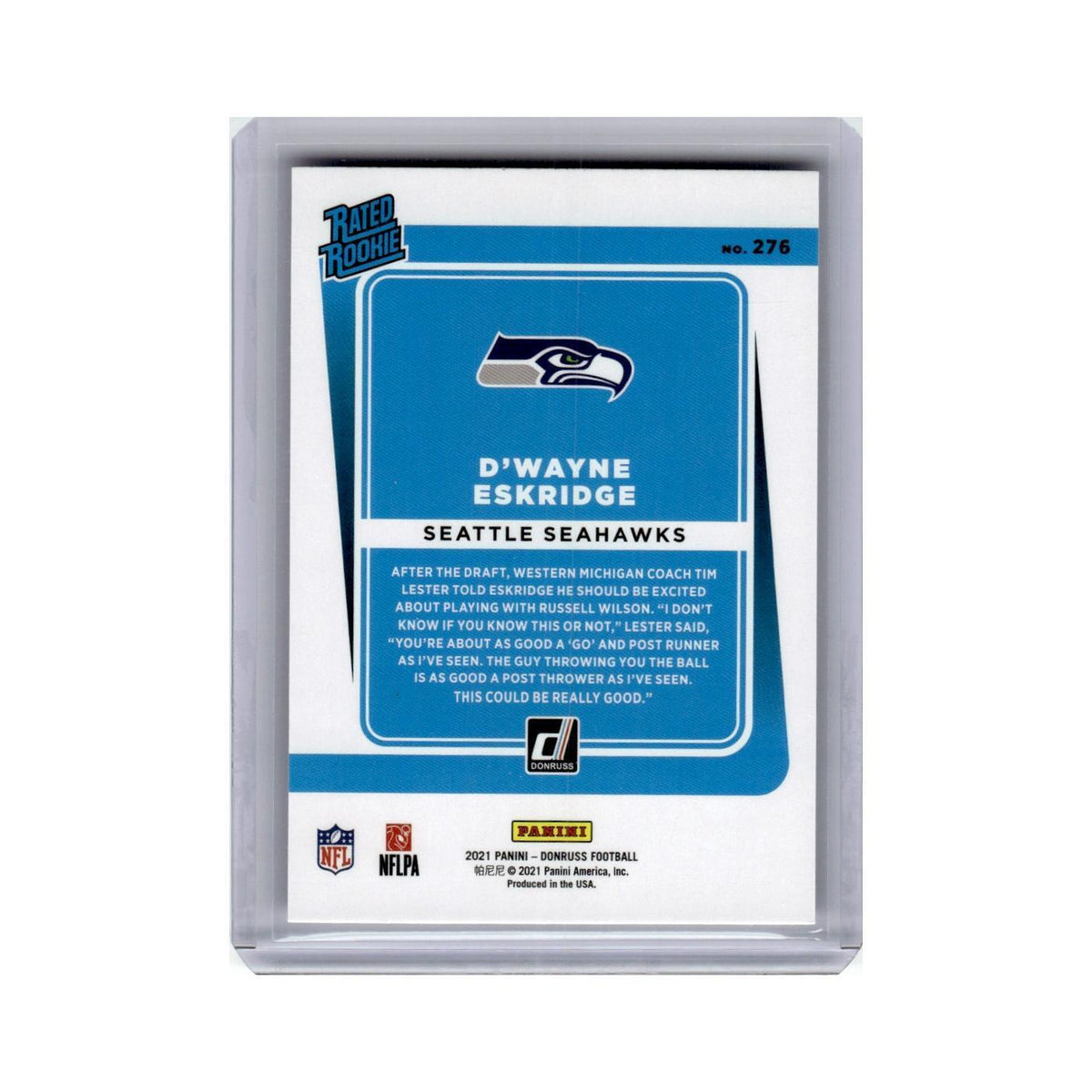 D'Wayne Eskridge 2021 Donruss Rated Rookies #276 Seattle Seahawks NM