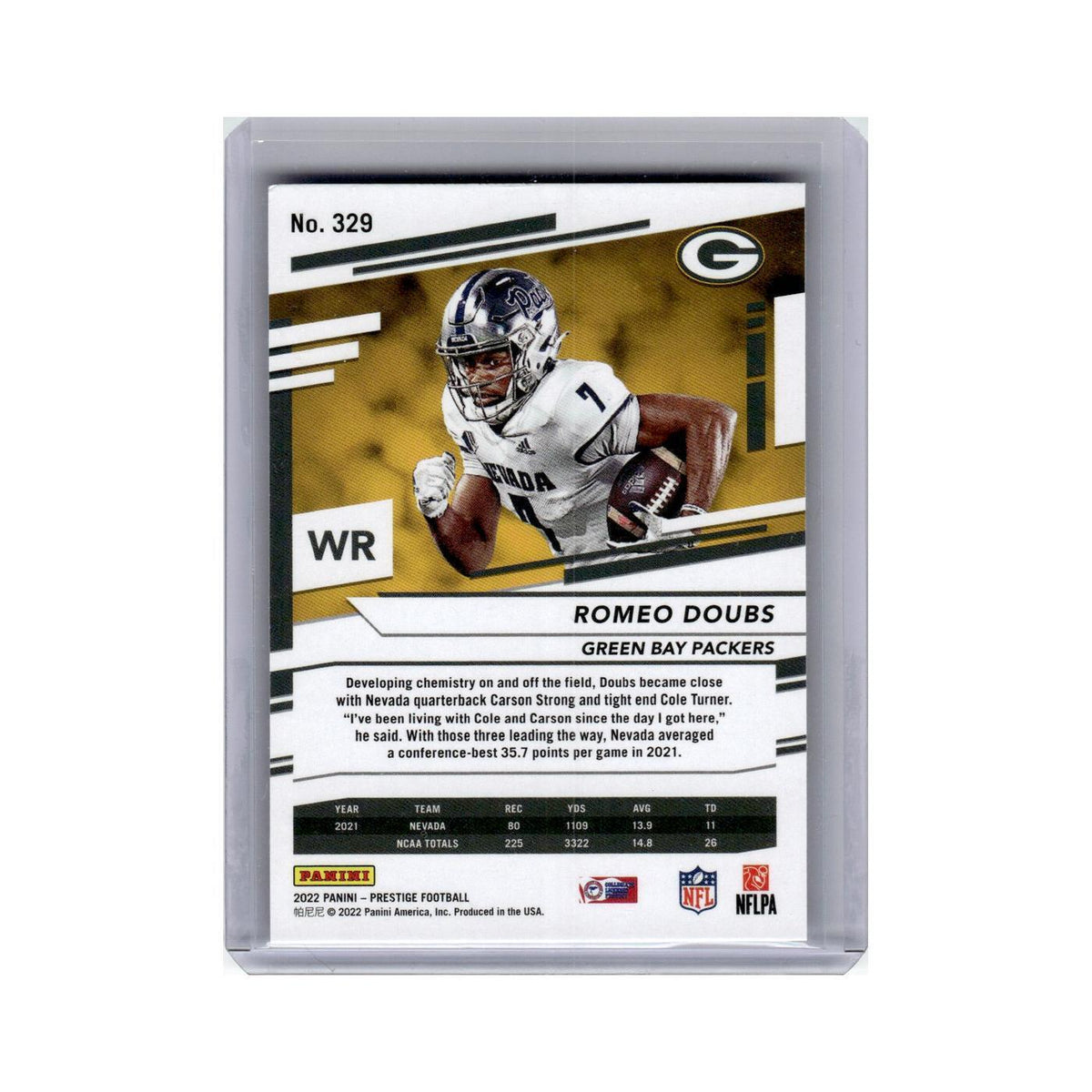 Romeo Doubs Rookie 2022 Panini Prestige #329 Green Bay Packers Football Card NM