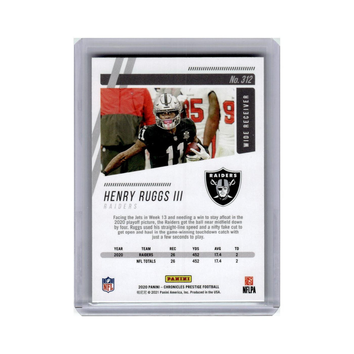 Henry Ruggs III Rookie 2020 Panini Prestige #312 Las Vegas Raiders NM