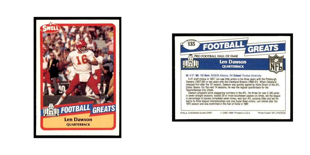 1989 CMC Swell Len Dawson Football Cards #135