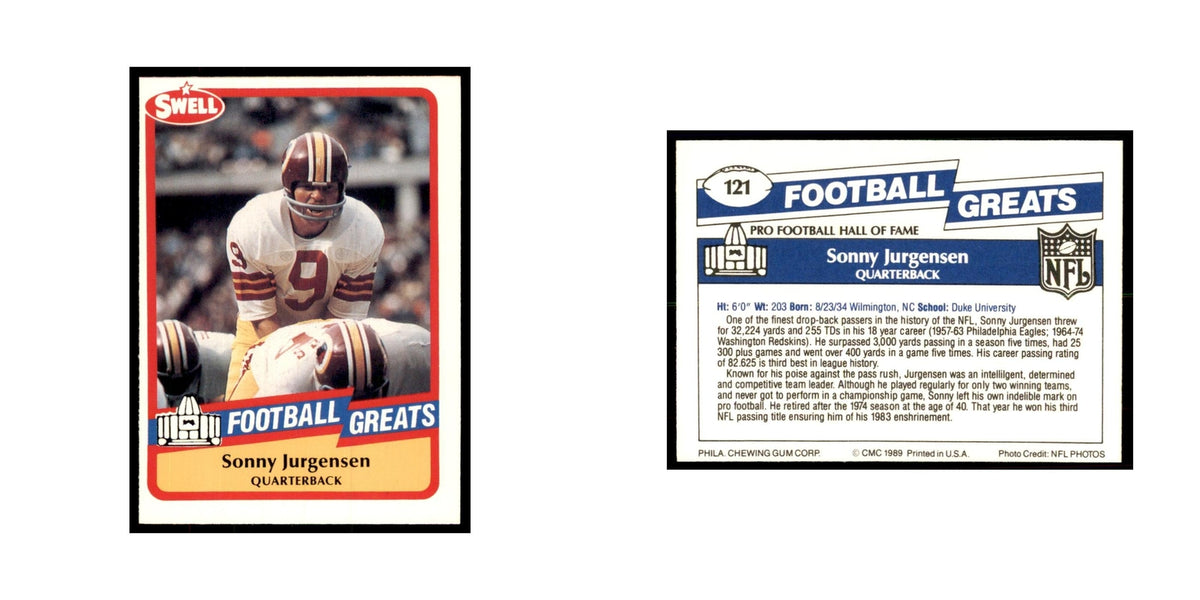 1989 CMC Swell Sonny Jurgensen Football Cards #121
