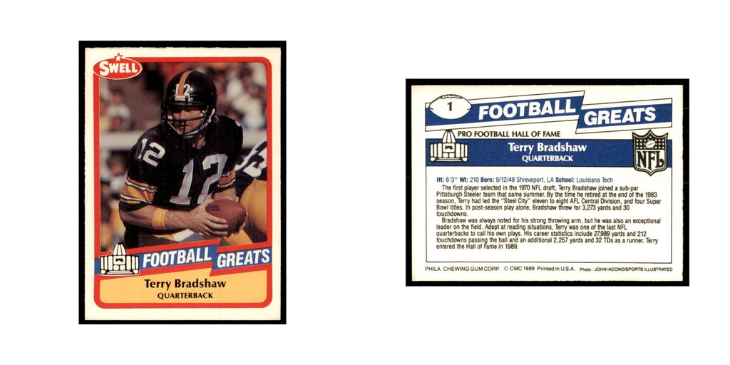 1989 CMC Swell Terry Bradshaw Football Cards #1
