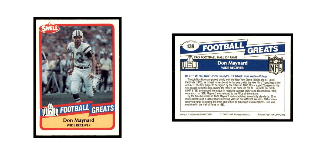 1989 CMC Swell Don Maynard Football Cards #139