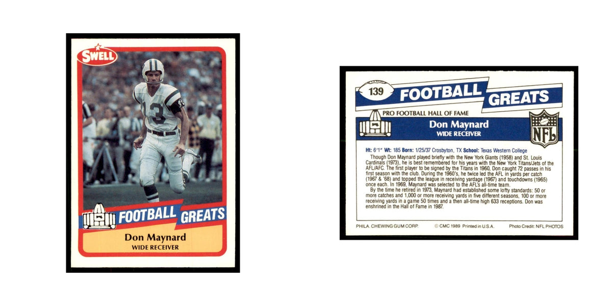 1989 CMC Swell Don Maynard Football Cards #139