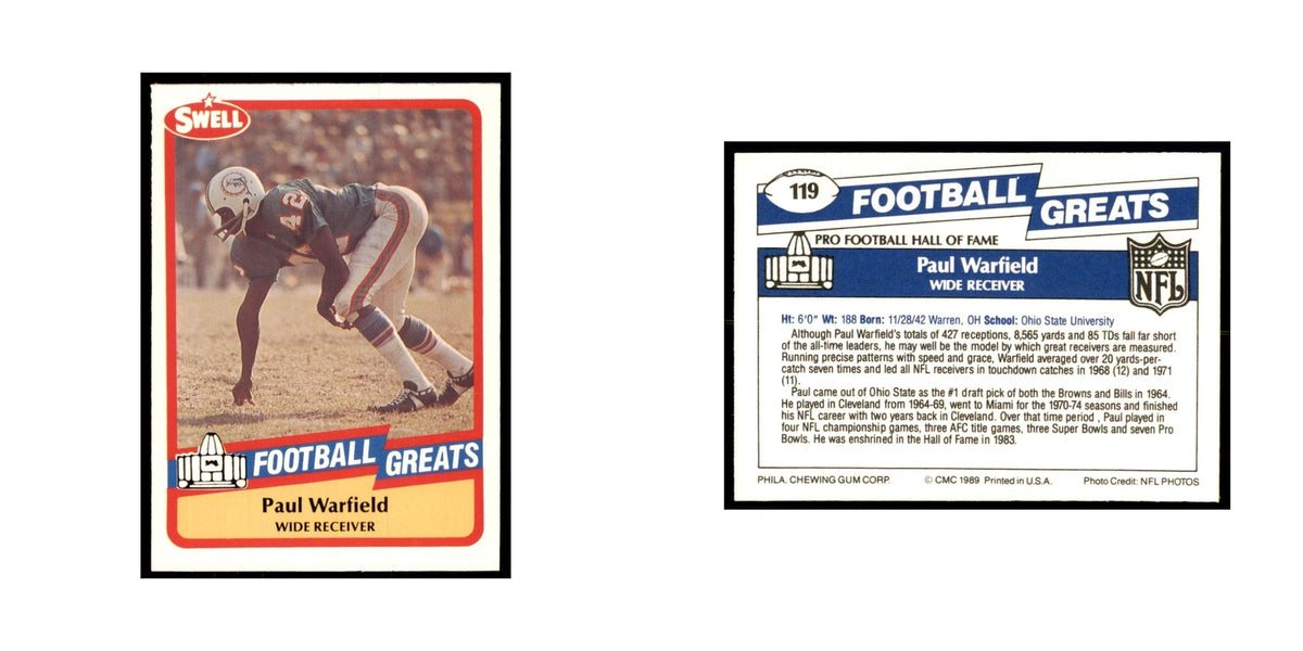1989 CMC Swell Paul Warfield Football Cards #119