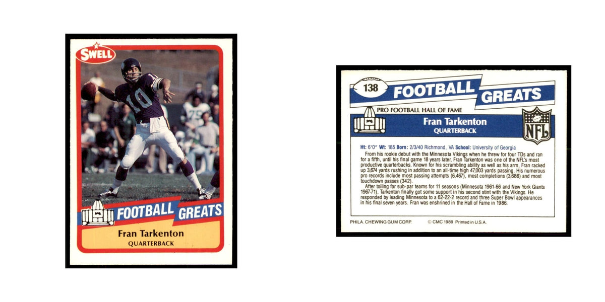 1989 CMC Swell Fran Tarkenton Football Cards #138