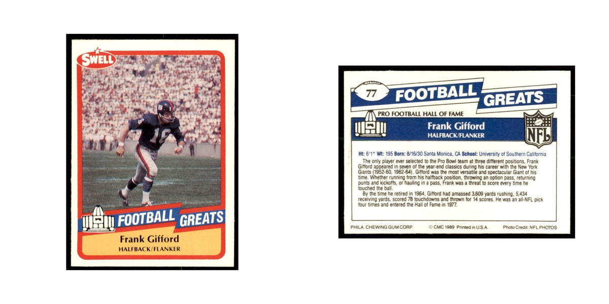 1989 CMC Swell Frank Gifford Football Cards #77