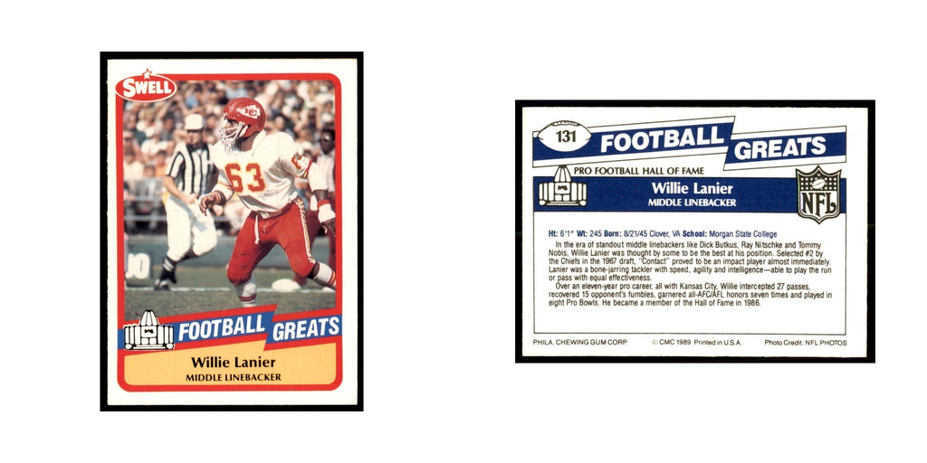 1989 CMC Swell Willie Lanier Football Cards #131