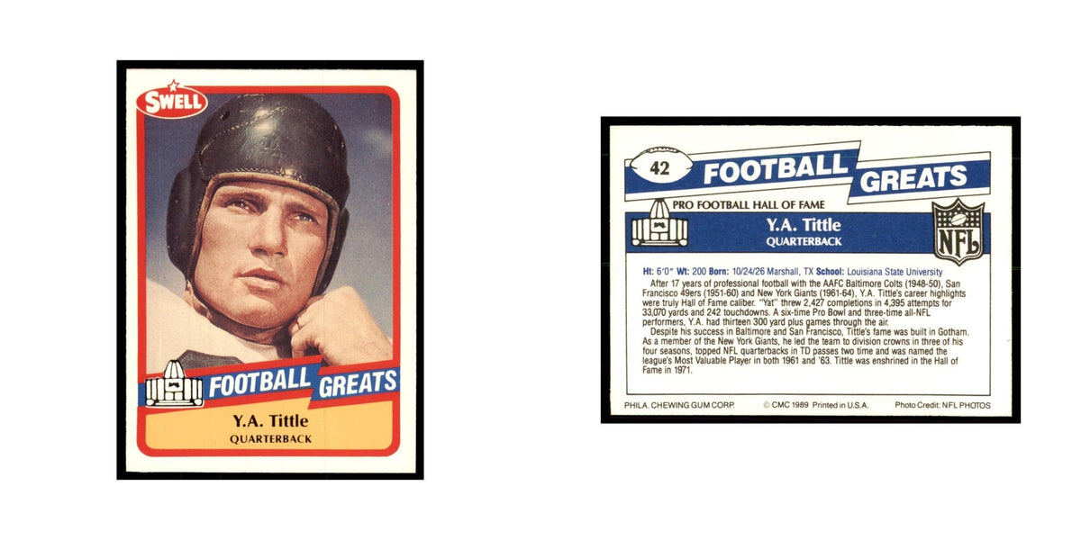 1989 CMC Swell Y.A. Tittle Football Cards #42