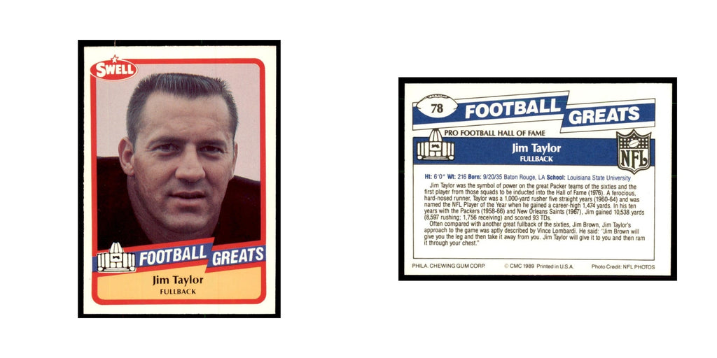 1989 CMC Swell Jim Taylor Football Cards #78