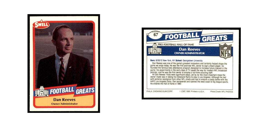 1989 CMC Swell Dan Reeves Football Cards #67