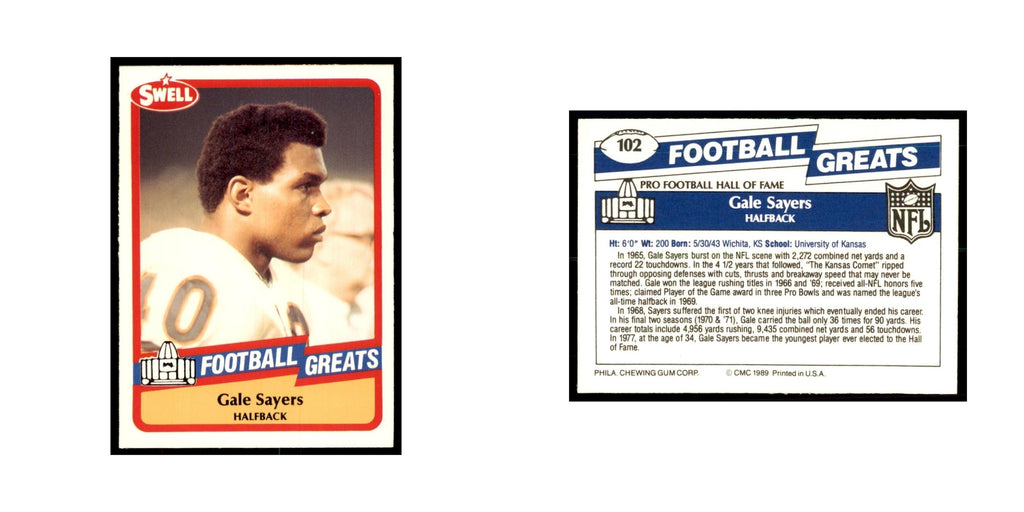 1989 CMC Swell Gale Sayers Football Cards #102
