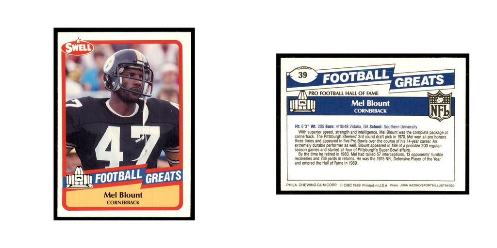 1989 CMC Swell Mel Blount Football Cards #39