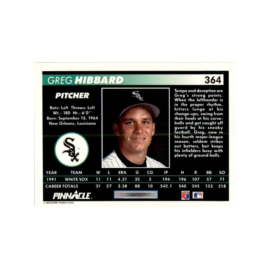 1992 Pinnacle Greg Hibbard Baseball Cards #364