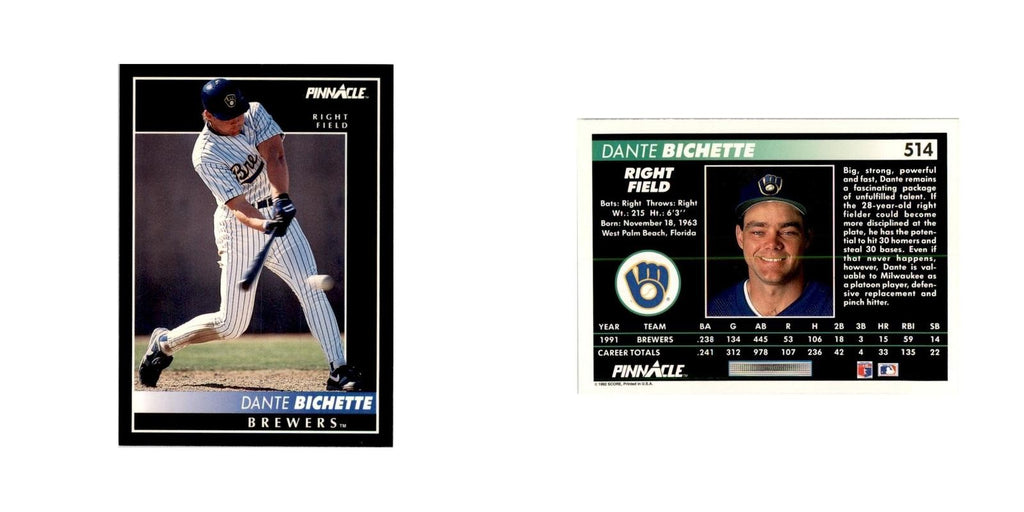 1992 Pinnacle Dante Bichette Baseball Cards #514