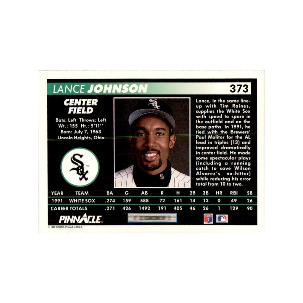 1992 Pinnacle Lance Johnson Baseball Cards #373