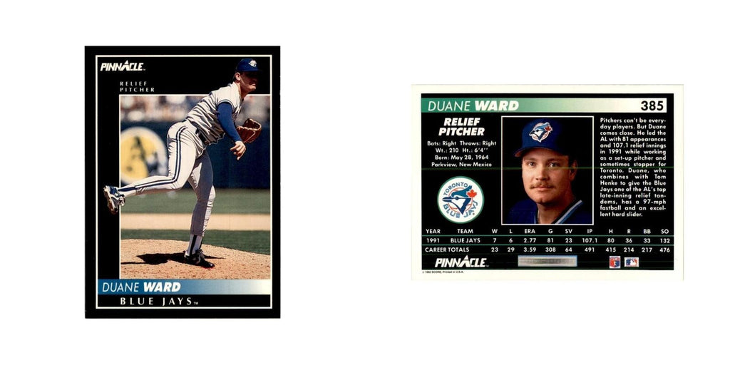 1992 Pinnacle Duane Ward Baseball Cards #385