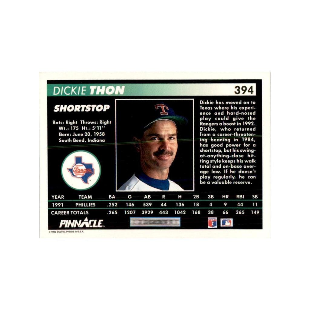 1992 Pinnacle Dickie Thon Baseball Cards #394