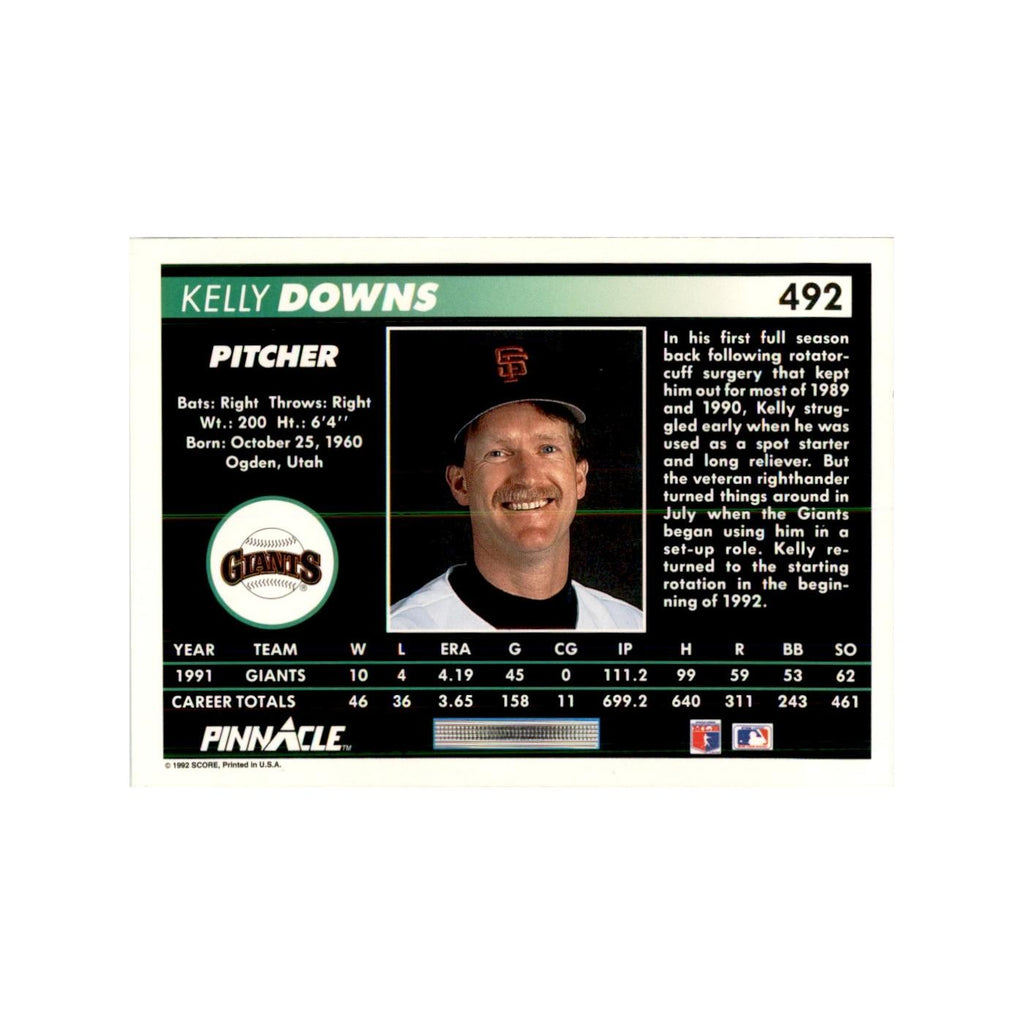 1992 Pinnacle Kelly Downs Baseball Cards #492
