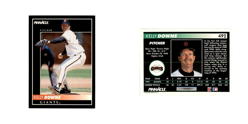 1992 Pinnacle Kelly Downs Baseball Cards #492